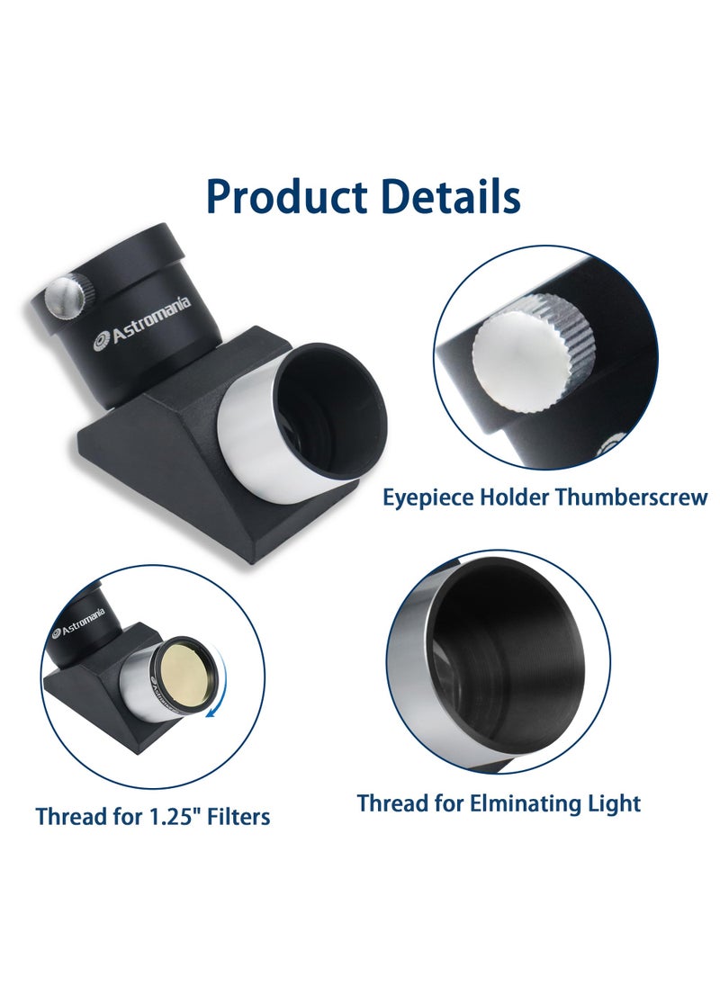 Astromania Astromania 1.25" 90-Degree Erecting Prism Optical Prism Inside Rather Than a Mirror which Makes Your Image Clear and Sharp  - Image 5