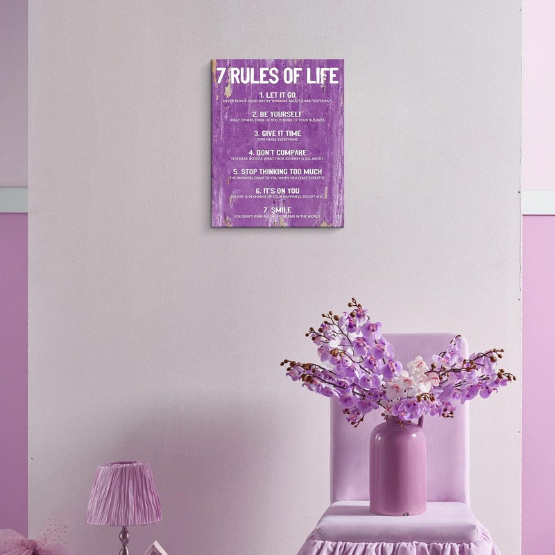 Pigort 7 Rules of Life Motivational Canvas Print - Image 2