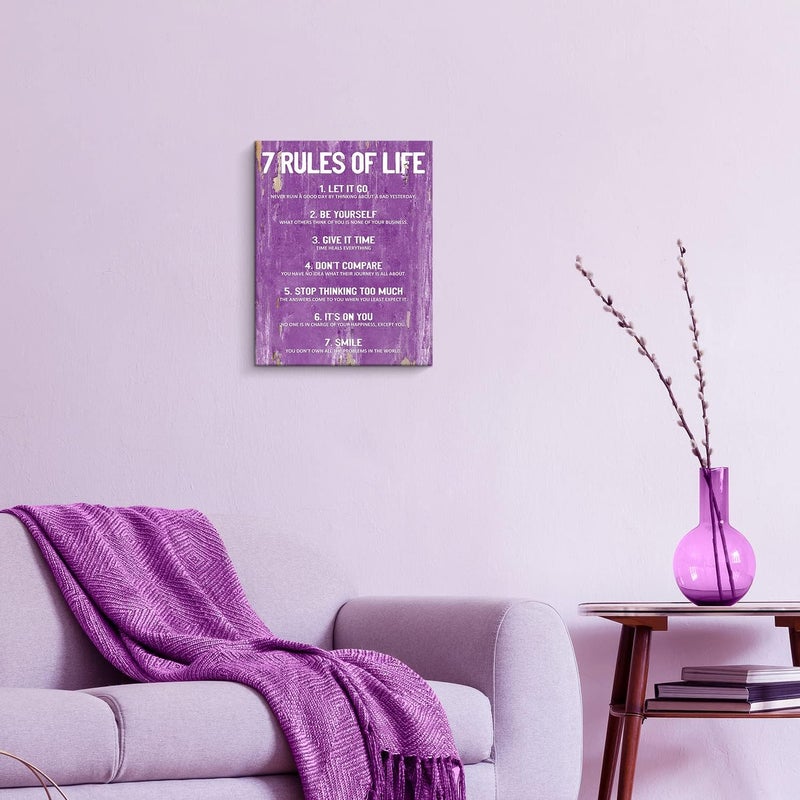 Pigort 7 Rules of Life Motivational Canvas Print - Image 3