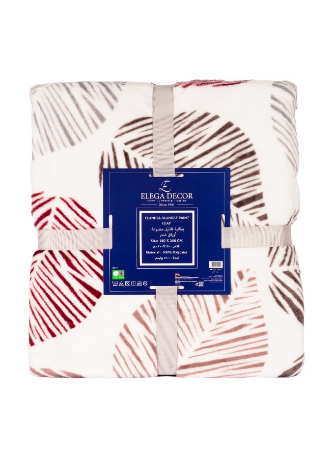 ELEGA DECOR Flannel Fleece Double Size 200 x 220 cm for All Season Fluffy Blanket Warm Bed Blanket Throw for Sofa & Bed Comfortable and Soft Blanket Leaf Print - Image 3