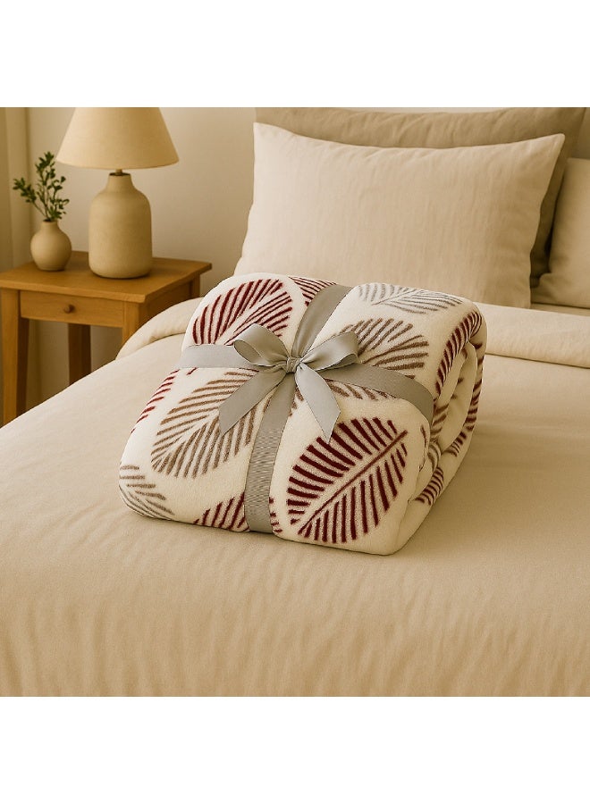 ELEGA DECOR Flannel Fleece Double Size 200 x 220 cm for All Season Fluffy Blanket Warm Bed Blanket Throw for Sofa & Bed Comfortable and Soft Blanket Leaf Print - Image 2