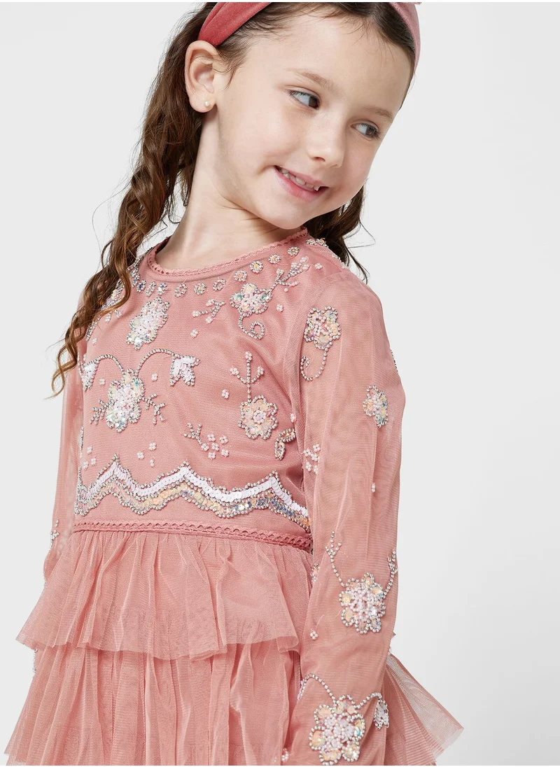 Amelia Rose Kids Embellished Midi Dress