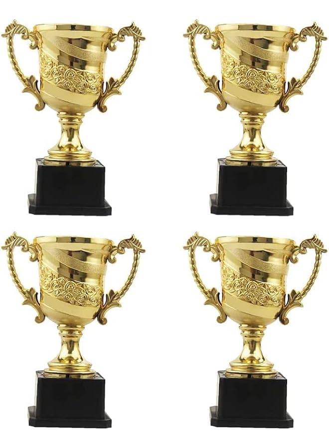 4PCS Trophies,Gold Plastic Trophy Cup Winner Medals for Kid Party Sports Awards Party Bag Fillers