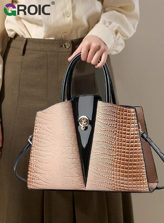 GROIC Luxury Crocodile Pattern Leather Shoulder Handbags,Crossbody Bags for Women,Vintage Bag for Women,Top Handle Purse and Handbags with Shoulder Strap - Image 4