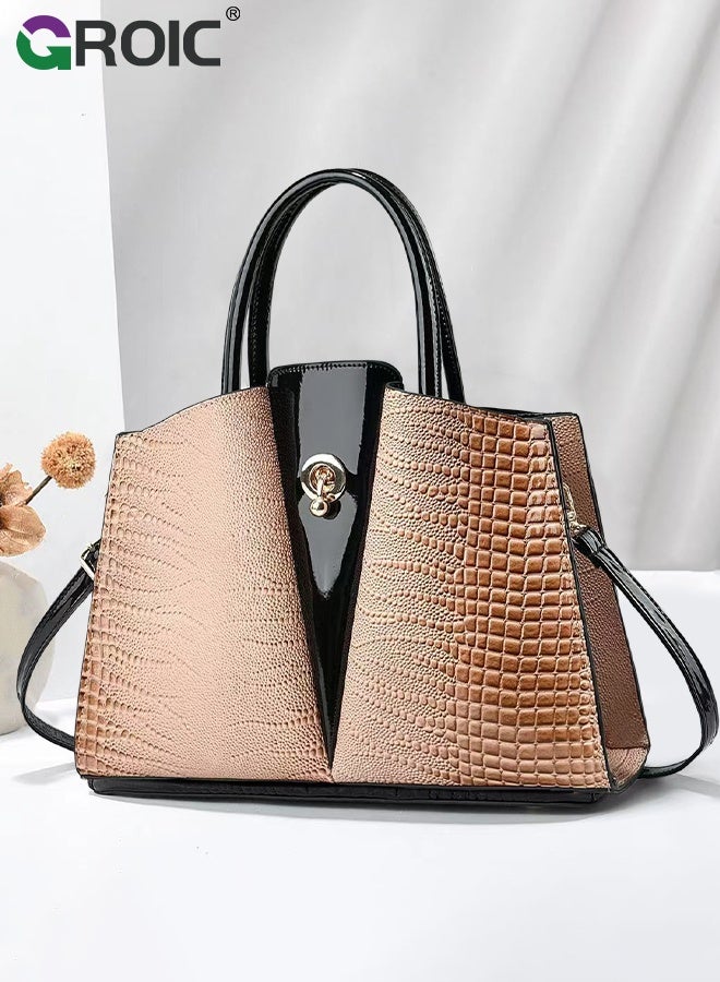 GROIC Luxury Crocodile Pattern Leather Shoulder Handbags,Crossbody Bags for Women,Vintage Bag for Women,Top Handle Purse and Handbags with Shoulder Strap - Image 2