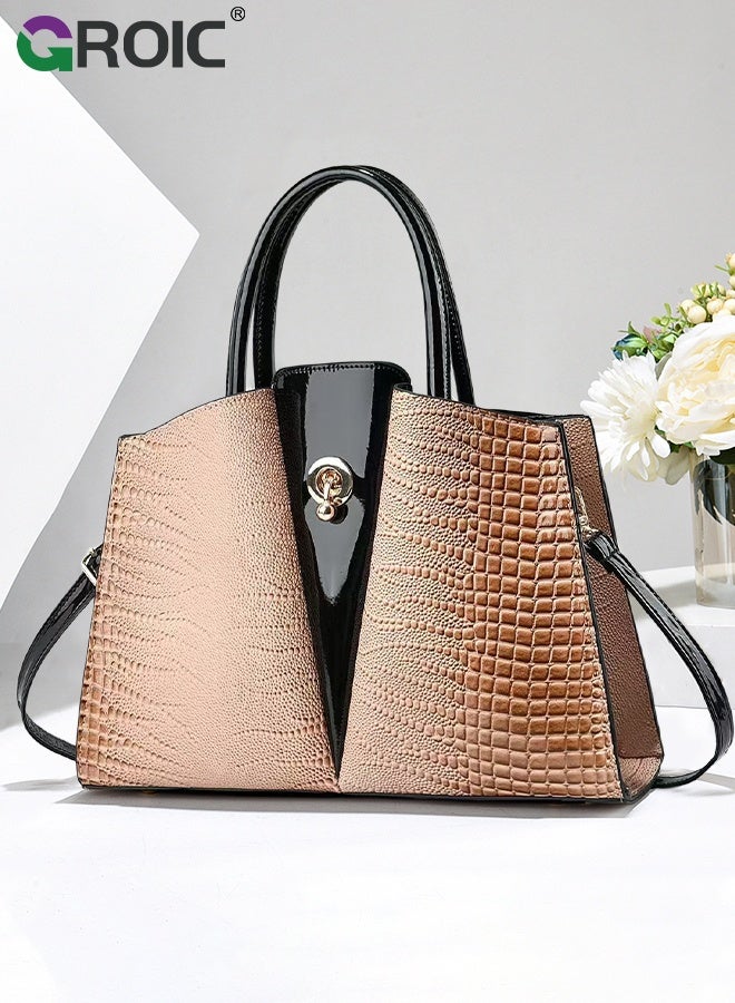 GROIC Luxury Crocodile Pattern Leather Shoulder Handbags,Crossbody Bags for Women,Vintage Bag for Women,Top Handle Purse and Handbags with Shoulder Strap - Image 5