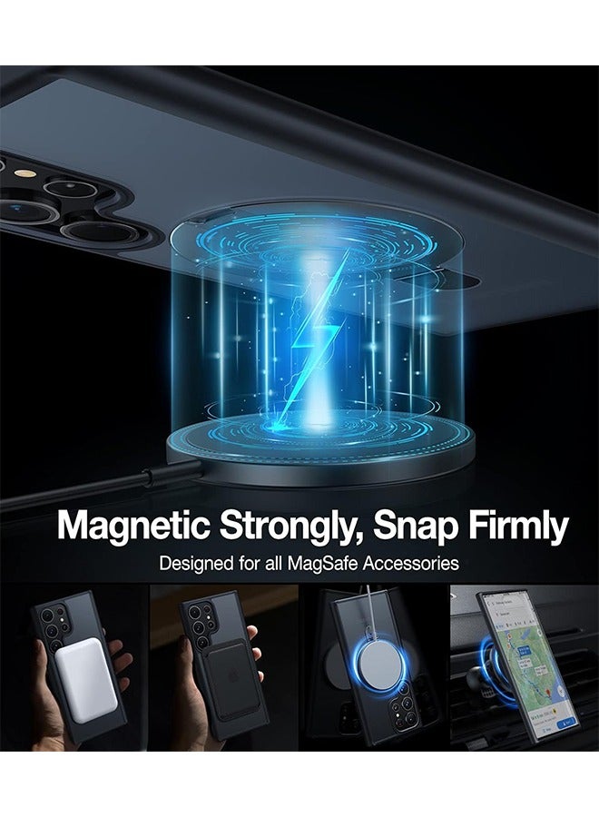 Samsung S24 Ultra Case, Compatible with MagSafe, Magnetic Cover with Invisible Stand,With Camera Lens Films Protector, Translucent Matte Back Shockproof Case, Slim Full Protection Phone Case for Galaxy S24 Ultra 5G (Black)  - Image 5