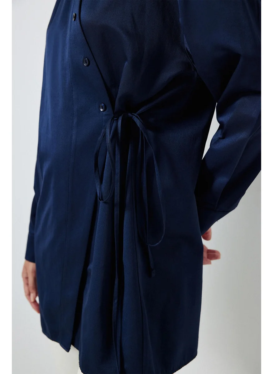 Touche Asymmetrical Cut Shirt with Waist Tie