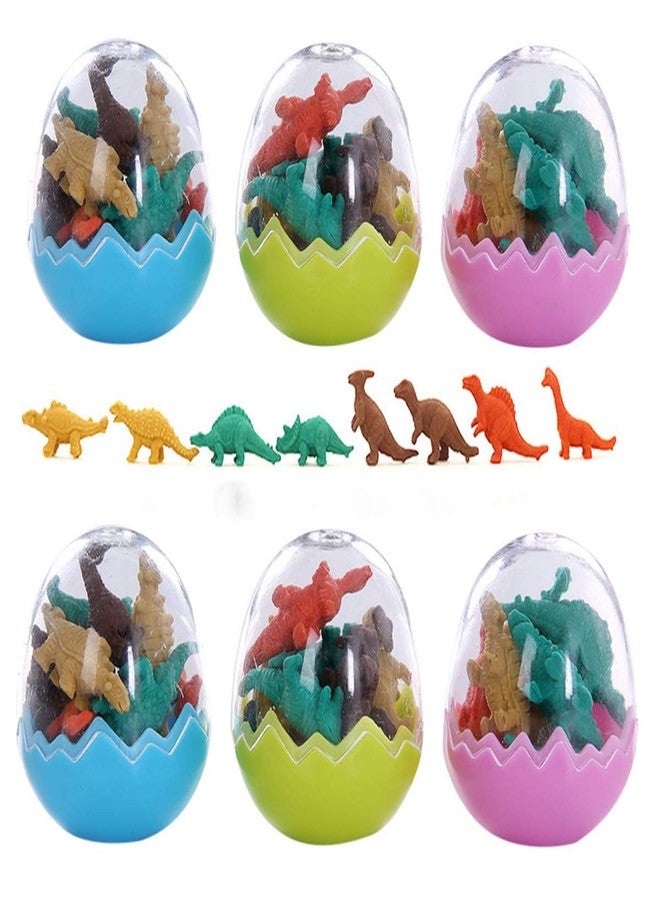 Fevoila 48 Pcs Mini Dinosaur Erasers with 6 Dinosaur Eggs for Party Favors Stocking Fillers Daily Prizes Gift Filling Stocking Fillers Easter Egg Stuffers - Image 1