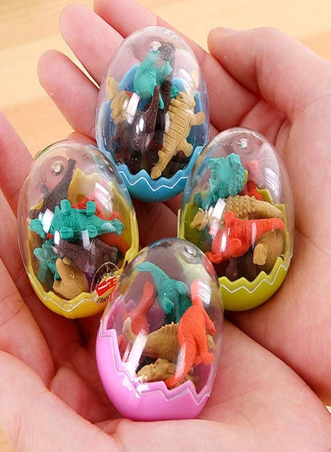 Fevoila 48 Pcs Mini Dinosaur Erasers with 6 Dinosaur Eggs for Party Favors Stocking Fillers Daily Prizes Gift Filling Stocking Fillers Easter Egg Stuffers - Image 4