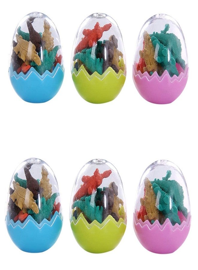 Fevoila 48 Pcs Mini Dinosaur Erasers with 6 Dinosaur Eggs for Party Favors Stocking Fillers Daily Prizes Gift Filling Stocking Fillers Easter Egg Stuffers - Image 5