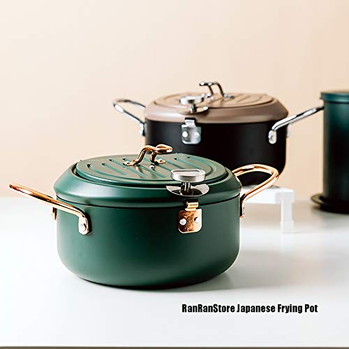 Cyrder Japanese Tempura Deep Fryer Pot with Fahrenheit Thermometer 3.5L- Nonstick Carbon Steel Oil Fryer, Fried Tempura/Chicken/Fish/Shrimp, Easy Clean, Green Big Tempura Pan, 10.2inch - Image 3
