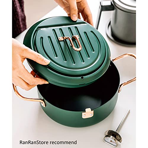 Cyrder Japanese Tempura Deep Fryer Pot with Fahrenheit Thermometer 3.5L- Nonstick Carbon Steel Oil Fryer, Fried Tempura/Chicken/Fish/Shrimp, Easy Clean, Green Big Tempura Pan, 10.2inch - Image 4