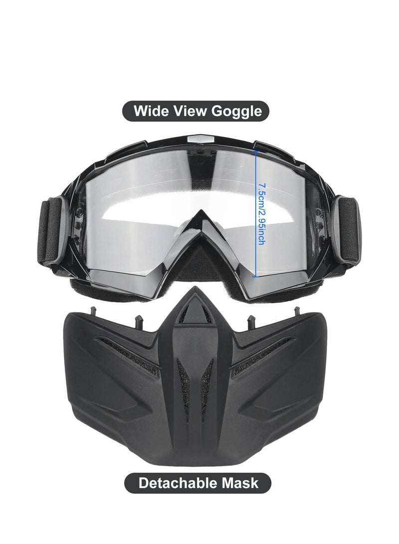 Y&D Motorcycle Goggles Detachable Face Mask, Mask Full Face, Protective Gear Compatible with Helmet for Men Women Kids Youth, Clear ATV Dirt Bike  - Image 2