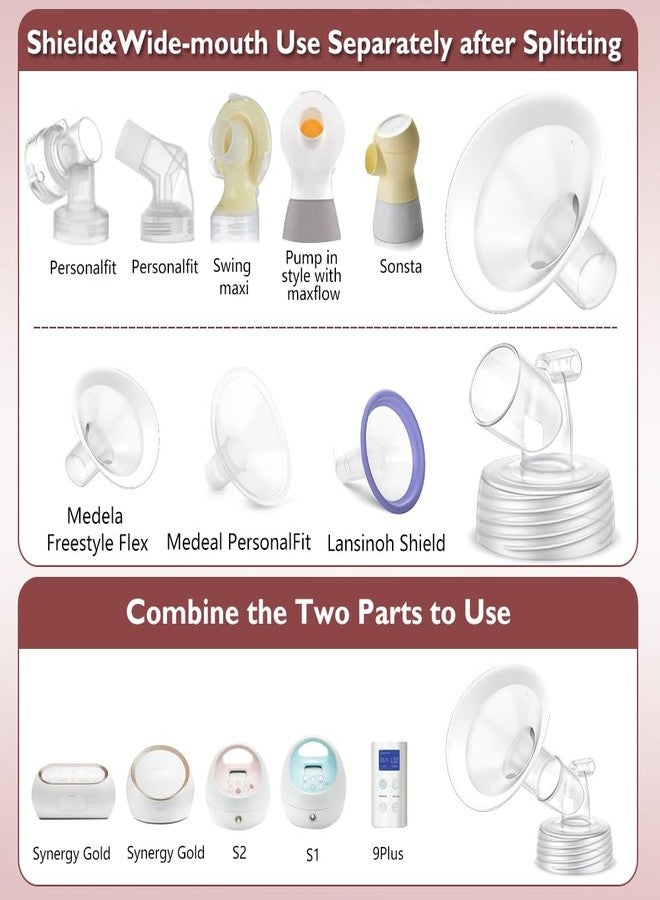 IVARONAL 2 Packs 16mm Flange Set, Updated Soft Rim Shield and Wide Mouth Base Connector Pump Parts for Spectra S2 Spectra S1 9 Plus Breastpumps Accessories, 106 Degree Wider Opening Angel - Image 2