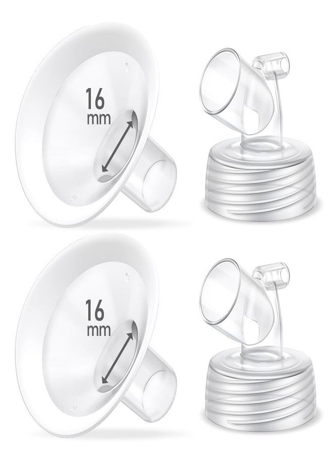 IVARONAL 2 Packs 16mm Flange Set, Updated Soft Rim Shield and Wide Mouth Base Connector Pump Parts for Spectra S2 Spectra S1 9 Plus Breastpumps Accessories, 106 Degree Wider Opening Angel - Image 1