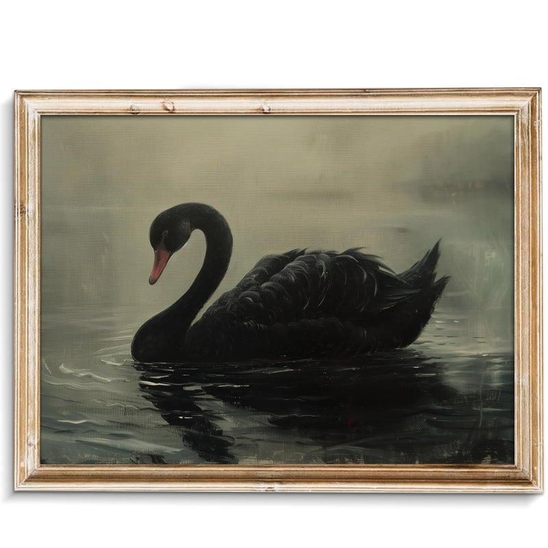 uniro Black Swan Retro Wall Art Gothic Home Decor Dark Academia Wall Art Prints Victorian Goth Print Dark Cottagecore Wall Art Moody Vintage Oil Painting Aesthetic(8" x 10"-UNFRAMED) - Image 1