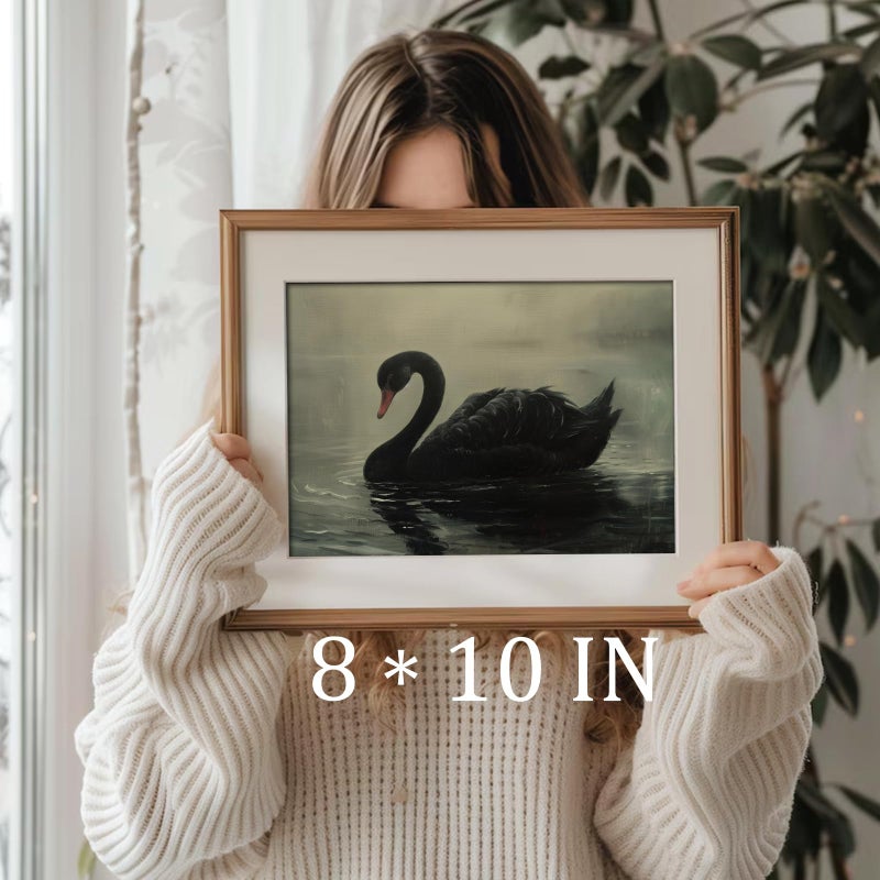 uniro Black Swan Retro Wall Art Gothic Home Decor Dark Academia Wall Art Prints Victorian Goth Print Dark Cottagecore Wall Art Moody Vintage Oil Painting Aesthetic(8" x 10"-UNFRAMED) - Image 3