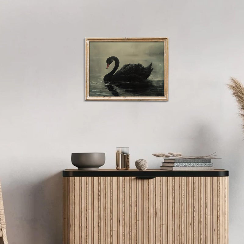 uniro Black Swan Retro Wall Art Gothic Home Decor Dark Academia Wall Art Prints Victorian Goth Print Dark Cottagecore Wall Art Moody Vintage Oil Painting Aesthetic(8" x 10"-UNFRAMED) - Image 5