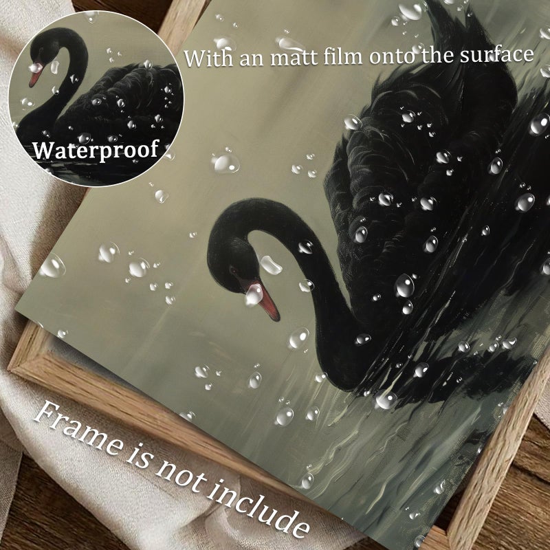 uniro Black Swan Retro Wall Art Gothic Home Decor Dark Academia Wall Art Prints Victorian Goth Print Dark Cottagecore Wall Art Moody Vintage Oil Painting Aesthetic(8" x 10"-UNFRAMED) - Image 4