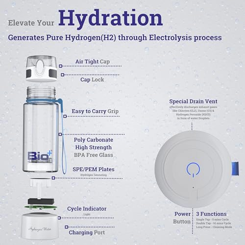 Bioplus HYDROGEN WATER Bottle |SPE-PEM Technology|1 Year Warranty| Platinum Titanium plates |Inhallation Feature| No Chlorine No Ozone Mixing| H2 > 1500 PPB | -ORP -750 mv| Purity 99.9% H2 - Image 5