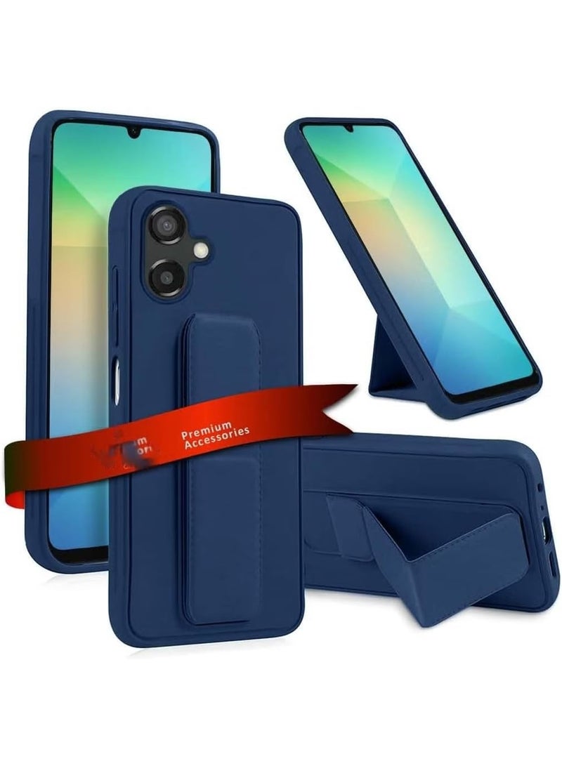 Muzz Samsung Galaxy A07 Back Stand Case Magnetic Car Holder Soft Silicone Horizontal & Vertical Kickstand Cover Wrist Strap Full protection Anti Fingerprint Case Samsung Galaxy A07 2025 Blue - Image 1