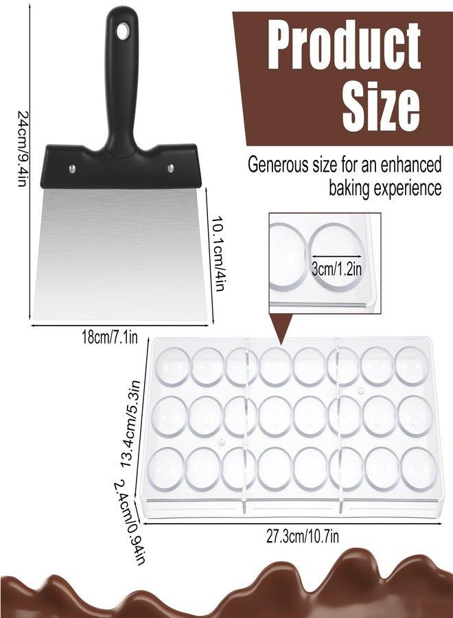 PercyEffie Polycarbonate Chocolate Molds with a Chocolate Scraper, Truffle Mould Clear Hard Plastic Multipurpose Candy BonBon Molds Stainless Steel Thermostat Spatula for Cheese Jelly Cream Cake Scraper - Image 2