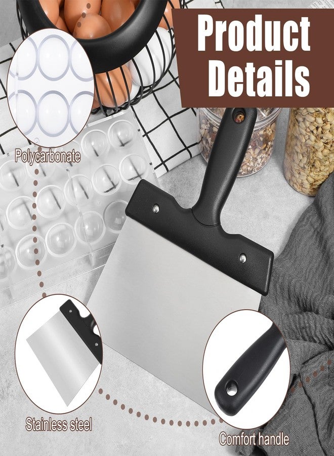 PercyEffie Polycarbonate Chocolate Molds with a Chocolate Scraper, Truffle Mould Clear Hard Plastic Multipurpose Candy BonBon Molds Stainless Steel Thermostat Spatula for Cheese Jelly Cream Cake Scraper - Image 3