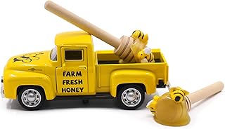 Huray Rayho Huray Rayho Mini Farm Fresh Honey Yellow Truck with Faux Honey Dippers Farmhouse Honeybee Tiered Tray Decor Vintage  - Image 1