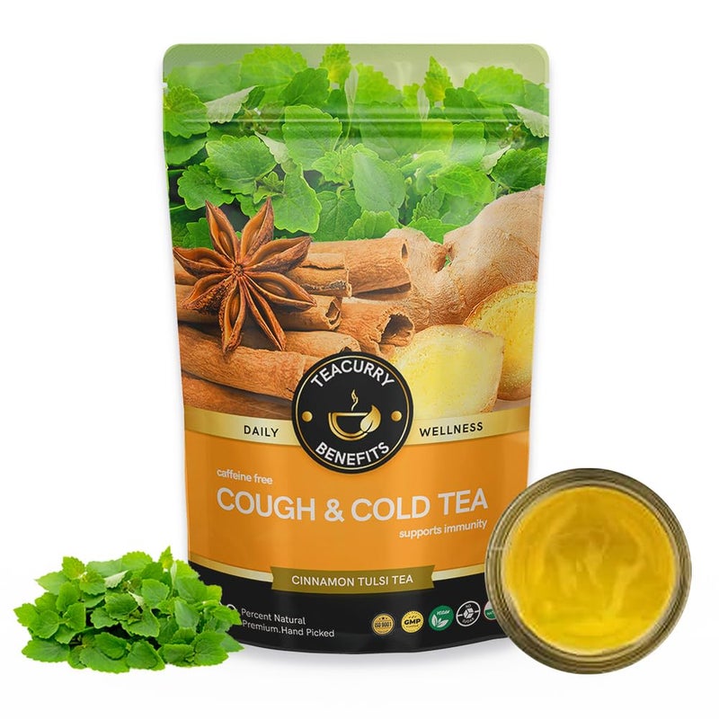 TEACURRY Cold and Cough Tea For Runny Nose - 50 Gms Loose Tea / 25 Cups | Helps with cough, cold and Sore Throat | Relieves Sneezing |100% Natural Herbal Tea for Immunity - Image 1