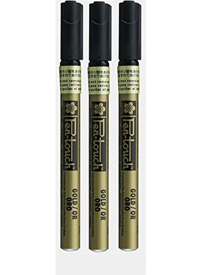 Sakura Pen Touch Paint Marker, Extra Fine Point (0.7mm), (gold, 3) - Image 1