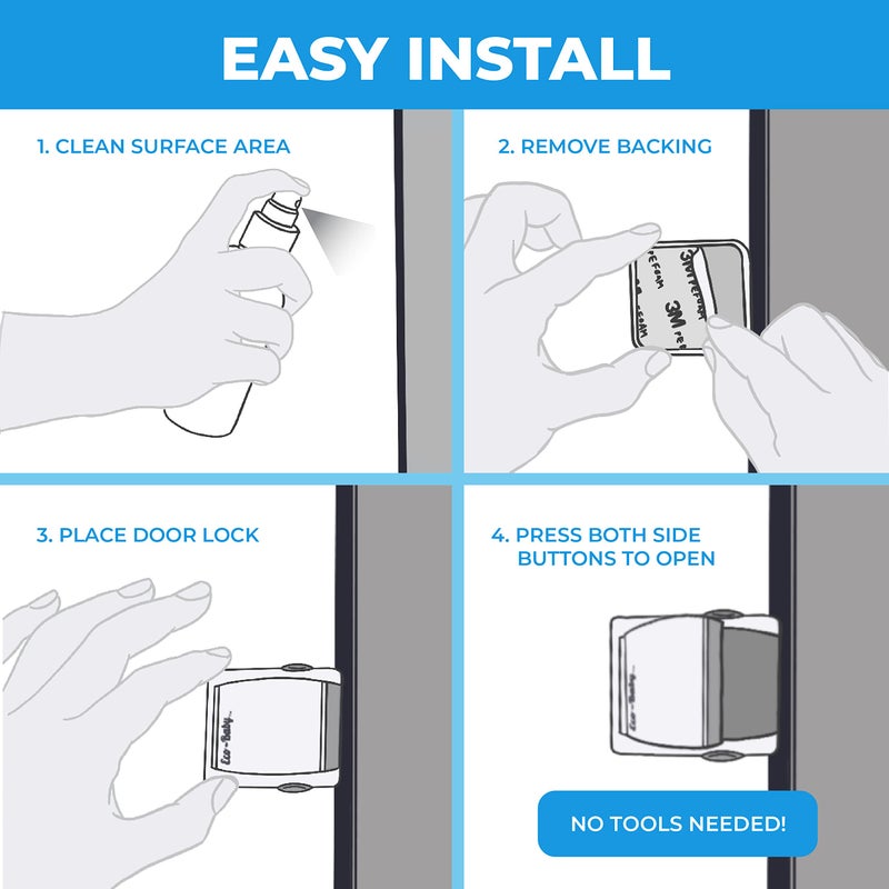 Eco-Baby Sliding Door Lock, 4 Pack Child Proof Safety Window Locks for Glass Doors - Image 4