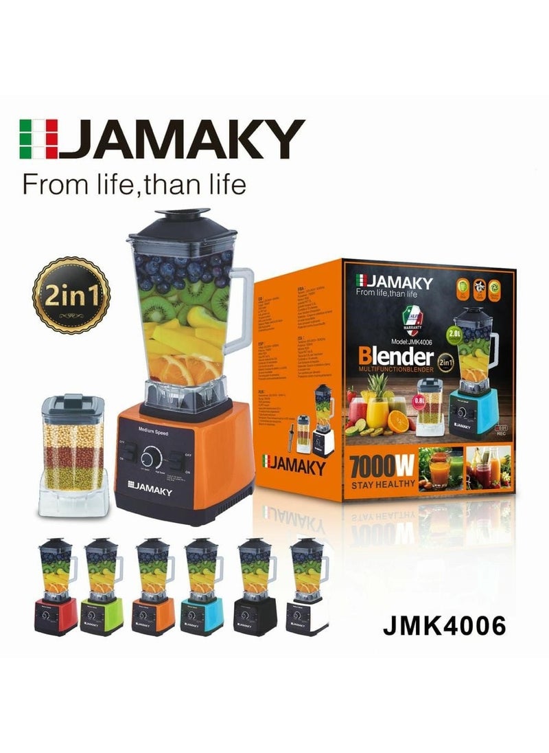 JMK Professional Blender & Grinder (Jamaki, 7000W) 2.5L High Quality Acrylic Material Bowl, 7 Speeds Ice Crush - Make Shakes, Grind Spices & Smoothies with the Best Quality  - Image 1