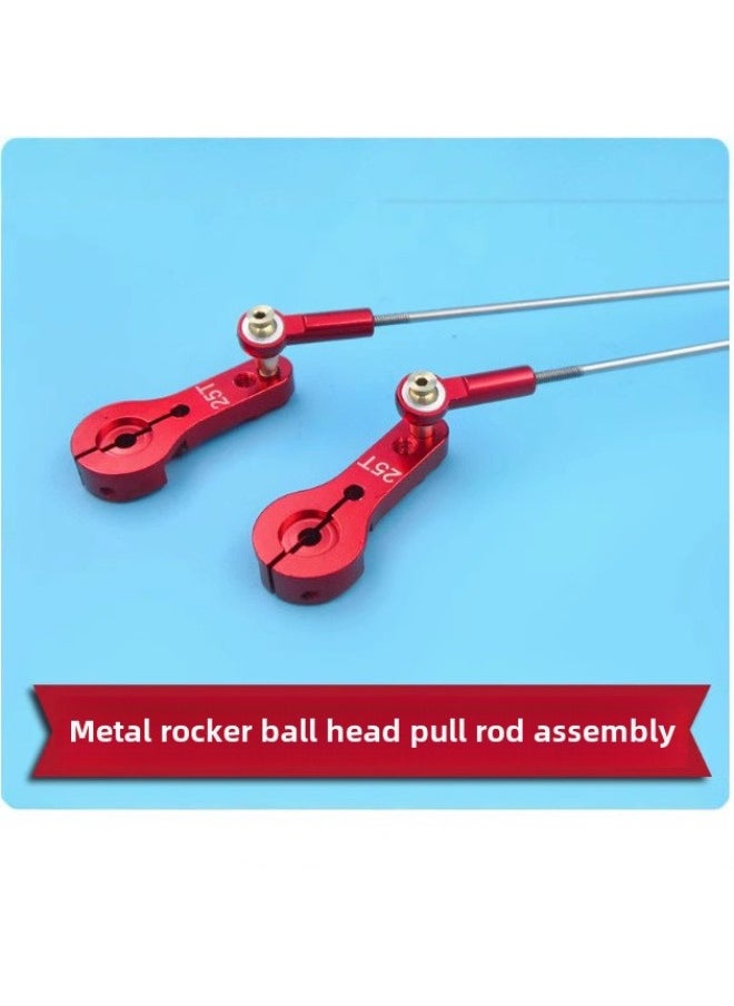 Generic - M3 Metal Ball Head Positioning Tie Rod 2mm Tie Rod Metal Ball Head Steering Gear Tie Rod M3 Teeth M2 Teeth-Color:Red Ball Head - Image 1
