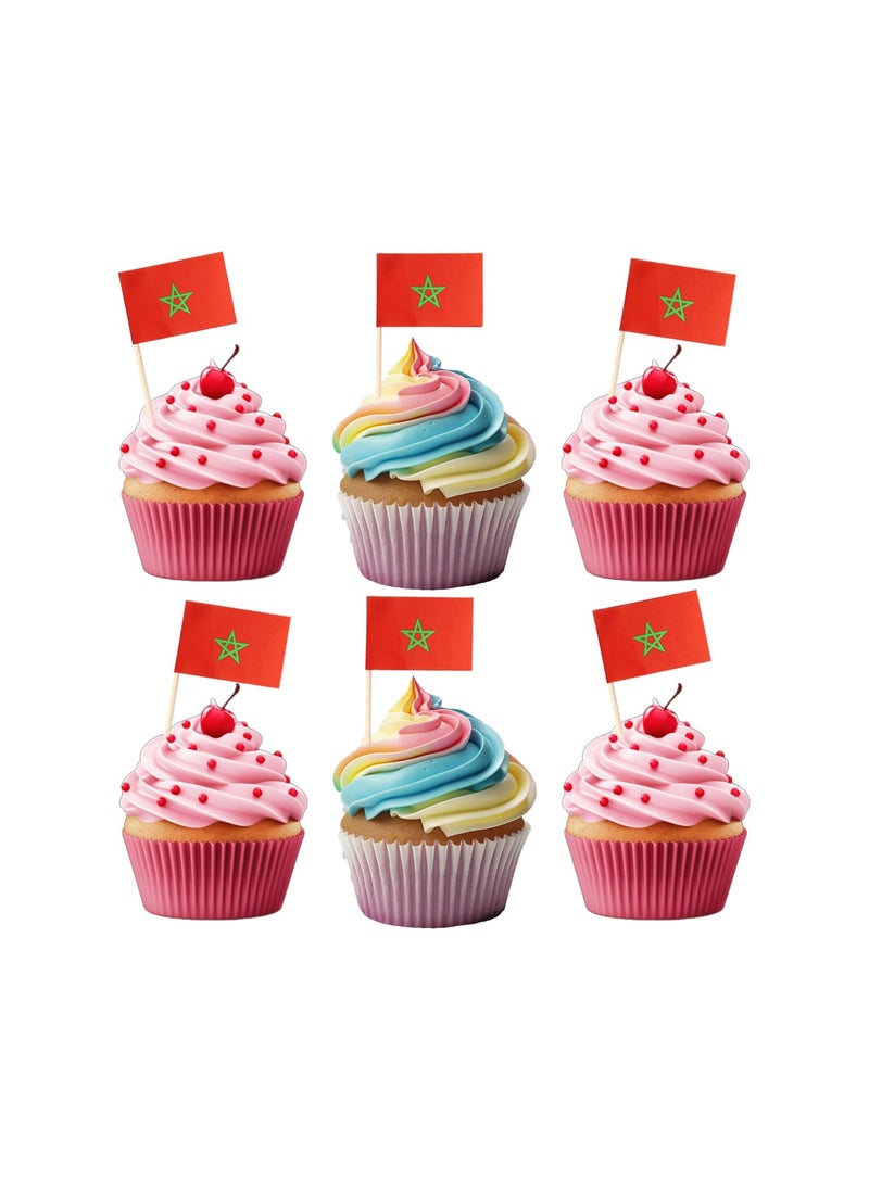 PRINTSHOP4ME Morocco Cupcake Toppers For Decorations–Toothpick Cupcake Toppers–Perfect For Celebrations,Parties And Events–Mini Stick Flags For Decorating Cupcakes,Cakes And Desserts  - Image 1