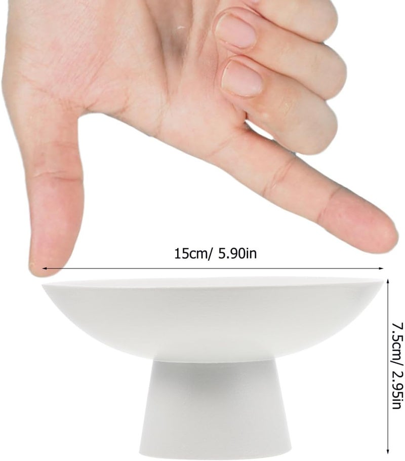 Amosfun 6 Inch Ceramic Fruit Bowl Ice Cream Plate Footed Dessert Stand Centerpiece for Kitchen Counter or Dining Room Tables - Image 2