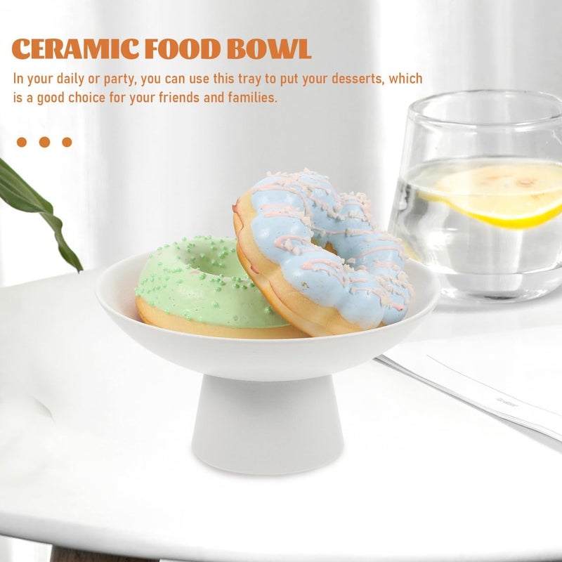 Amosfun 6 Inch Ceramic Fruit Bowl Ice Cream Plate Footed Dessert Stand Centerpiece for Kitchen Counter or Dining Room Tables - Image 3