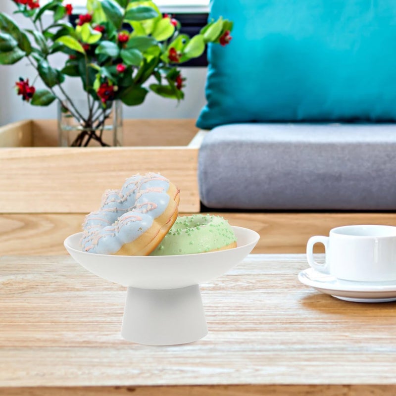 Amosfun 6 Inch Ceramic Fruit Bowl Ice Cream Plate Footed Dessert Stand Centerpiece for Kitchen Counter or Dining Room Tables - Image 4