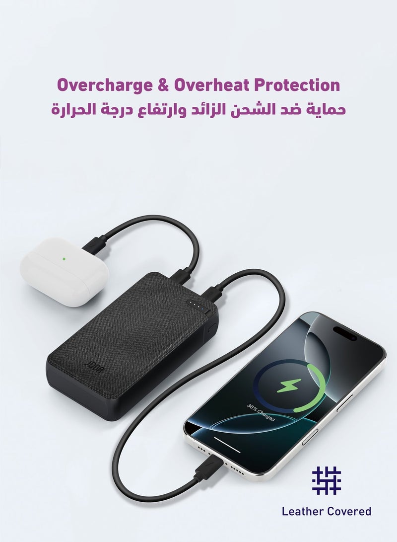 JODA Nano 20000mAh Power Bank ⚡ | 2 USB-C Ports 🔌 | PD 20W Fast Charging 🚀 | Portable Charger for Phones & Tablets 📱💻 - Image 4