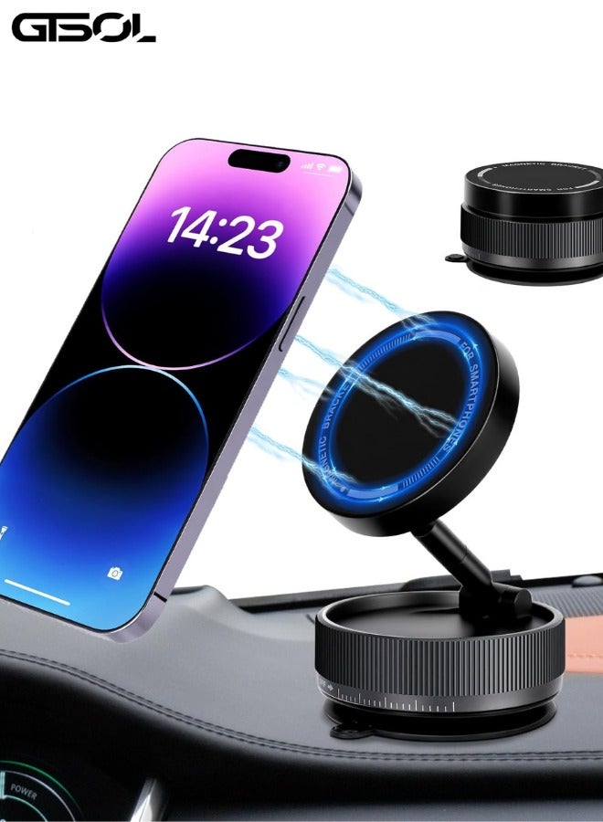 GTSOL Upgraded Car Phone Holder – 360° Rotating Magnetic Car Mount with Strong Suction, Foldable Arm & N55 Magnet for iPhone 12–16 & Universal Smartphones - Image 1