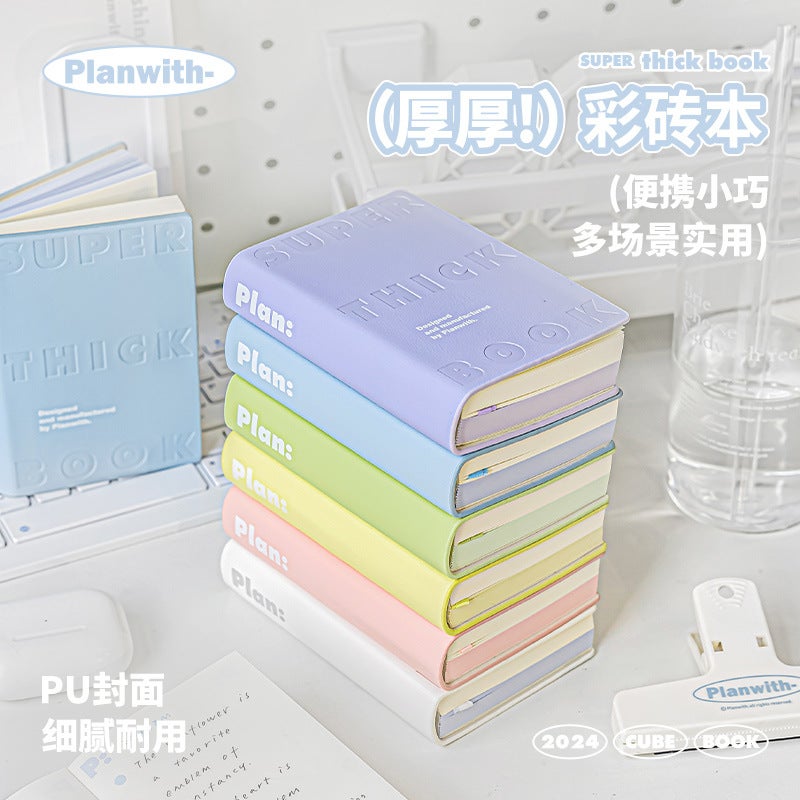 Planwith Friends Plan Thick Series Color Brick Book High Color Value Thickened Pu Imprinted Portable Pocket Notebook - Image 3