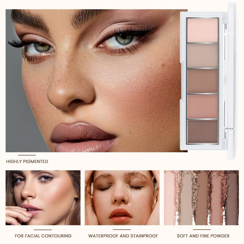 evpct 5 Colors Matte Nude Eyeshadow Makeup Palette, Nude Pink Brown Taupe Neutral Matte Smokey Cream Mini Eye Shadow Palette Makeup for Older Women Blue Green Eyes, Contour Make up Palettes sombras de ojos - Image 2