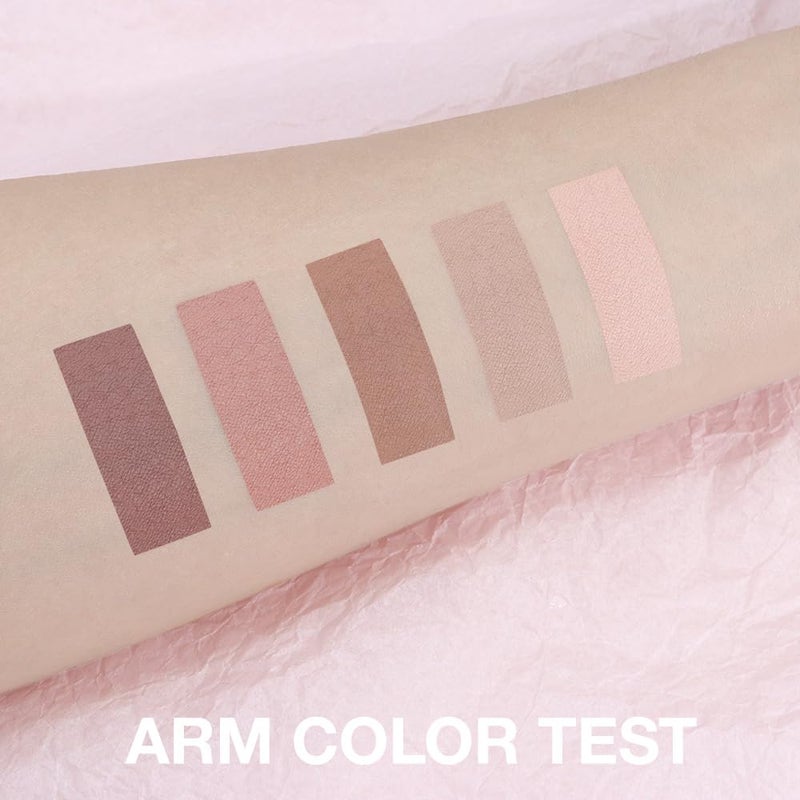 evpct 5 Colors Matte Nude Eyeshadow Makeup Palette, Nude Pink Brown Taupe Neutral Matte Smokey Cream Mini Eye Shadow Palette Makeup for Older Women Blue Green Eyes, Contour Make up Palettes sombras de ojos - Image 3