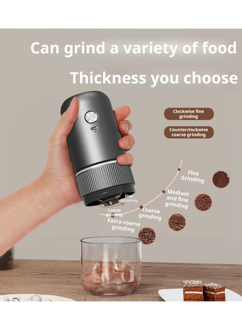 Portable Electric Coffee Grinder for Beans/Spices, Multi Grind Settings - Coarse to Fine, Rechargeable Coffee Bean Grinder Spice Grinder for Espresso Home Office Travel Camping White  - Image 2