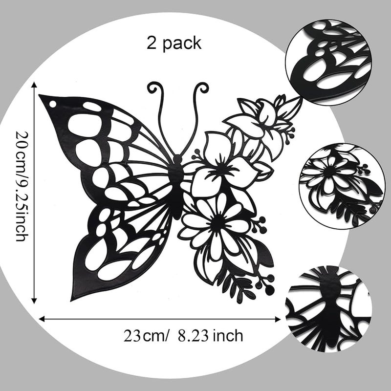 BPA Butterfly Decoration Wall Art, 2pcs Boho Metal Hanging Butterfly Flower Appearance Wall Home Decor for Bedroom Living Room Home Wall, About 92 x 8 inch - Image 4
