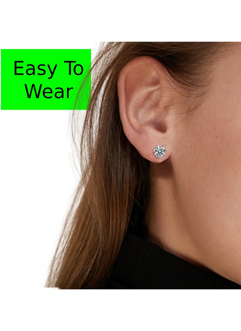 Soko Mesh 5 Pairs Hypoallergenic Stud Earrings Set, 316L Stainless Steel Cubic Zirconia Earrings, Durable CZ Earrings for Sensitive Ears, 3-8mm Steel Color, Non-Tarnish Jewelry  - Image 2