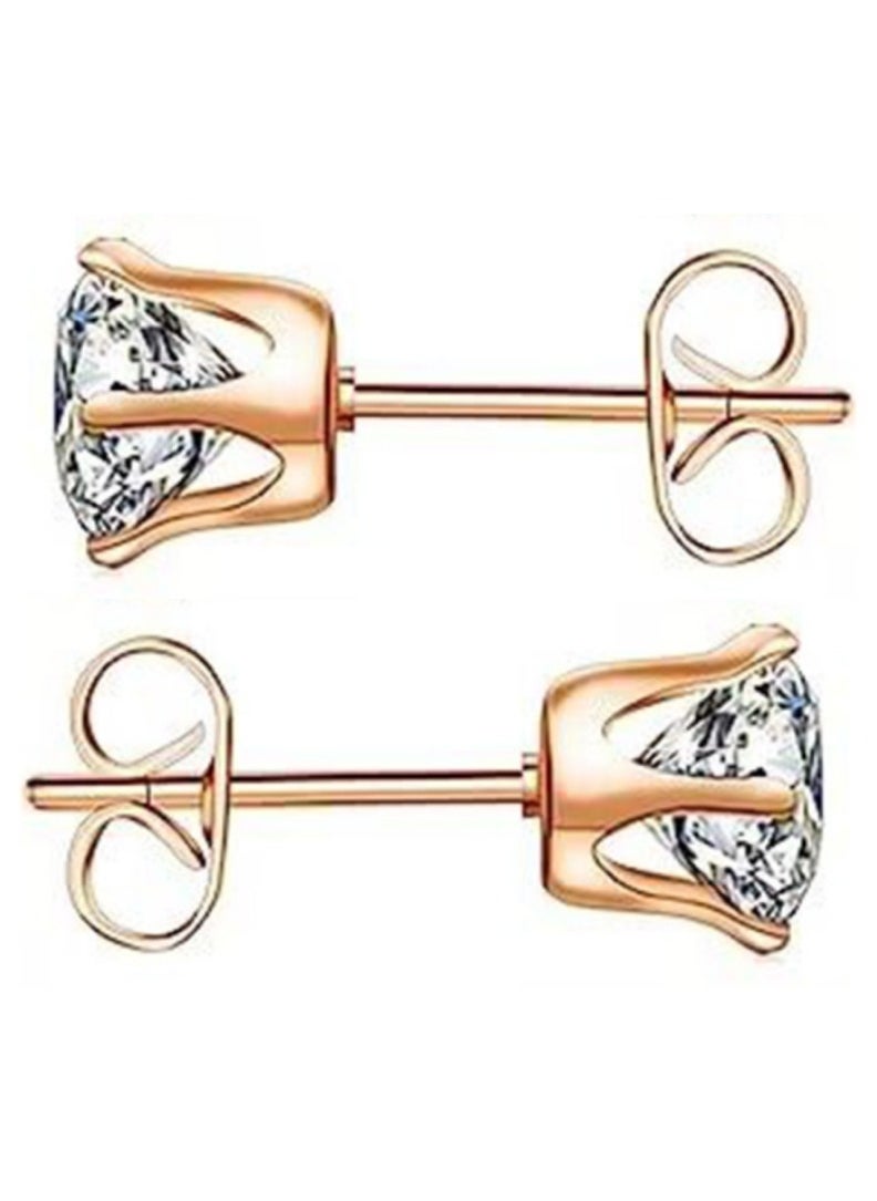 Soko Mesh 5 Pairs Hypoallergenic Stud Earrings Set, 316L Stainless Steel Cubic Zirconia Earrings, Durable CZ Earrings for Sensitive Ears, 3-8mm Steel Color, Non-Tarnish Jewelry  - Image 4