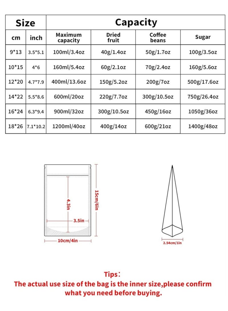 Captaintech 50 Pcs White Mylar Bags 4 x 6 Inch Holographic Bags Mylar Vacuum Seal Bags for Food Storage Coffee Beans Jewelry - Image 4