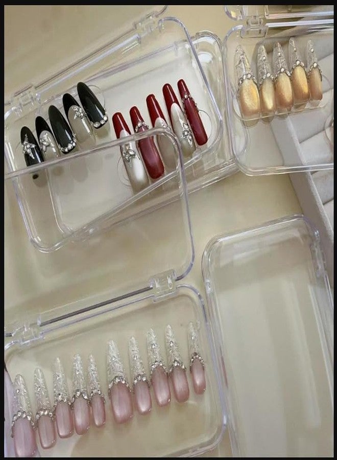 DMDENT Press On Nail Storage Box | Reusable Nail Organizer Case with Clear Lid | Travel-Friendly Empty Container for Fake Nails, Nail Art Accessories & Jewelry | (TRANSPARENT PACK OF - 3) - Image 5
