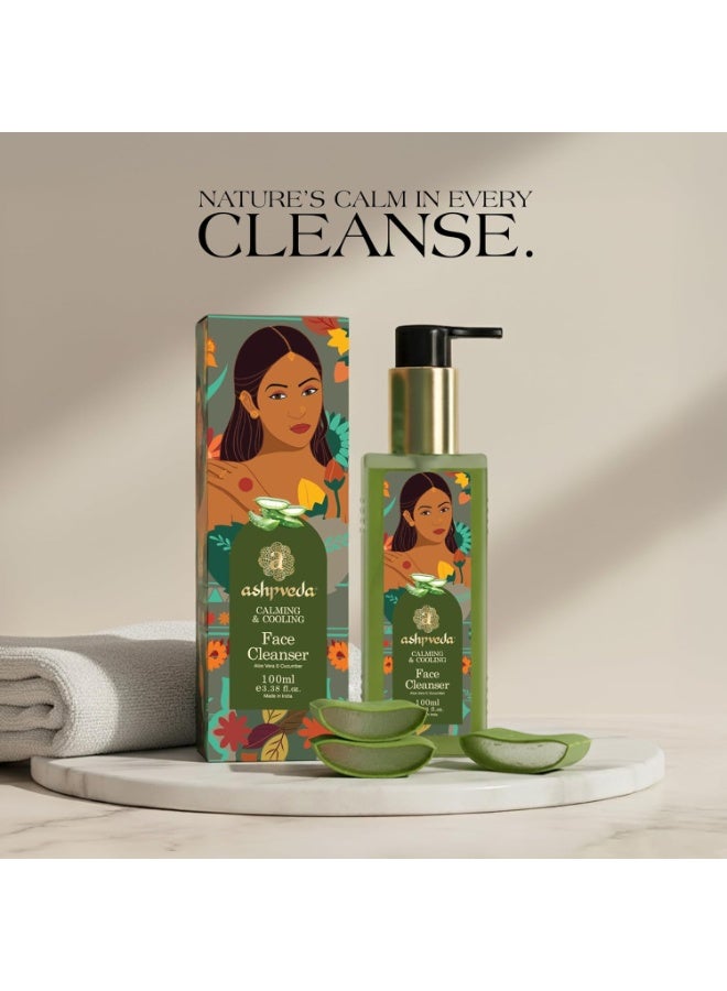 Ashpveda Calming & Cooling Face Cleanser with Aloe Vera & Cucumber | Gentle Hydrating Face Wash for All Skin Types | Soothing & Refreshing Daily Cleanser | 100ml - Image 2